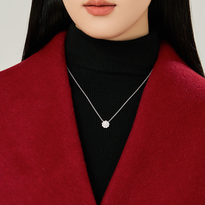 Deino Blossom Diamond Pendant in Silver