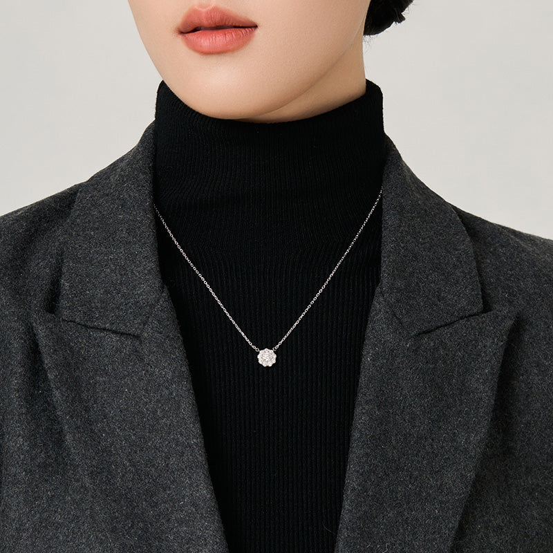 Deino Blossom Diamond Pendant in Silver